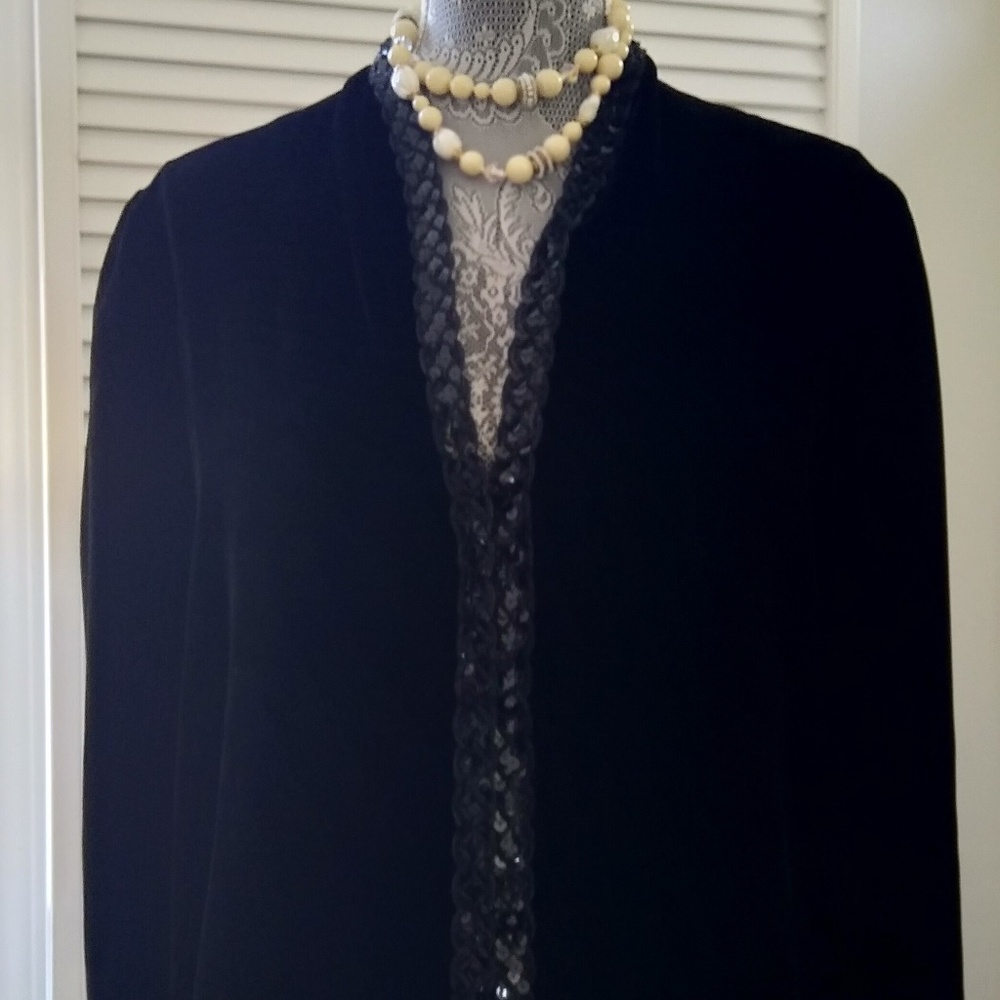 Vintage Black Rayon Velvet Jacket Large